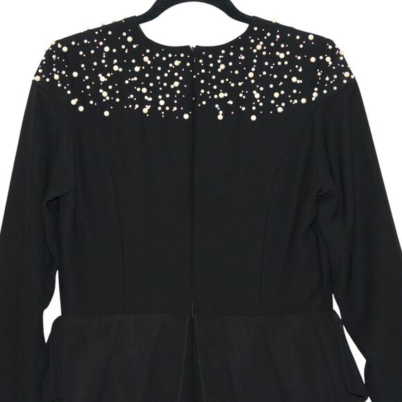 Modest Formal Black Dress with Pearl Details Size Large - Picture 11 of 14